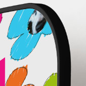 Niedliche farbige Blume Mama Foto Collage Name Pickleball Schläger (Linke Seite)