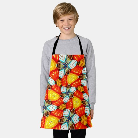 Niedliche Farbige Blume Muster Schürze (Getragen)