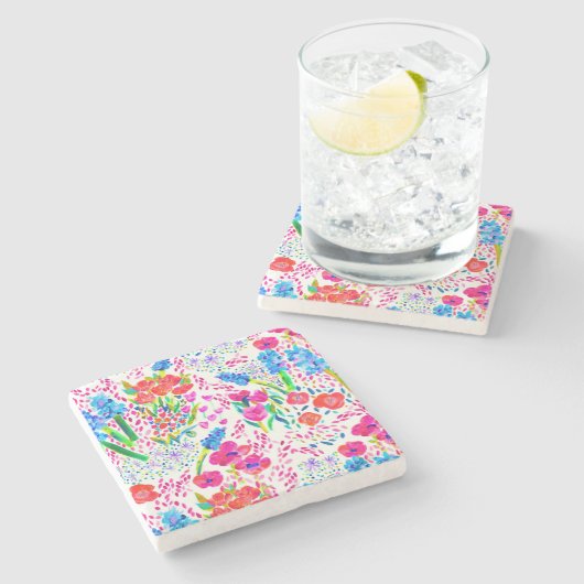 Niedliche farbige Blume Steinuntersetzer (Seitenansicht)