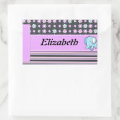 Niedliche farbige Blume Streifen Elefant Rechteckiger Aufkleber (Tasche)