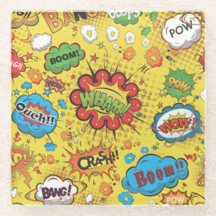 Niedliche Farbige Cartoon-Sprechblasen Glasuntersetzer