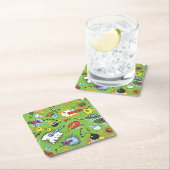 Niedliche Farbige Cartoon-Sprechblasen Rechteckiger Pappuntersetzer (Vor Ort)