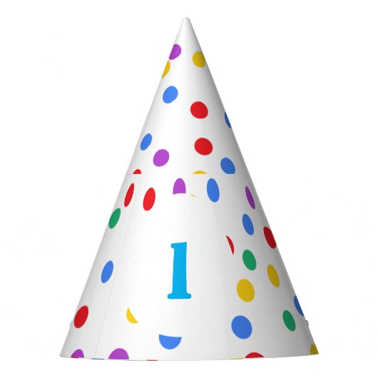 Niedliche Farbige Confetti Dots Geburtstag Partyhütchen (Vorderseite)