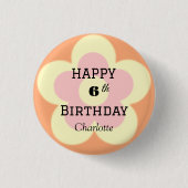Niedliche farbige Daisy Blume Muster Geburtsname Button (Vorderseite)