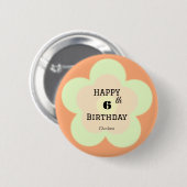 Niedliche farbige Daisy Blume Muster Geburtsname Button (Vorne & Hinten)