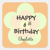 Niedliche farbige Daisy Blume Muster Geburtsname Quadratischer Aufkleber (Vorderseite)