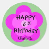 Niedliche farbige Daisy Blume Muster Geburtsname Runder Aufkleber (Vorderseite)