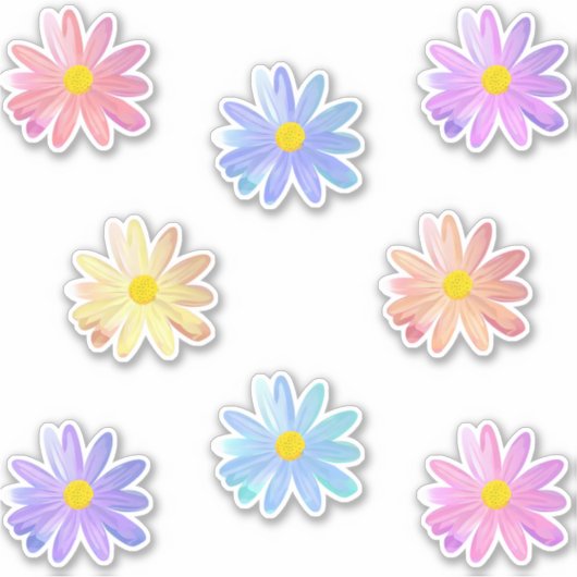 Niedliche Farbige Daisy Blume Stickers Aufkleber (Vorderseite)