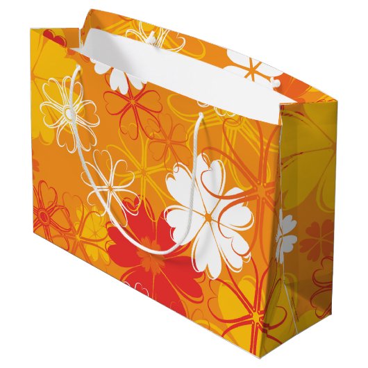 Niedliche farbige Daisy Illustration Blumenmuster Große Geschenktüte (Rückseite Schrägansicht)