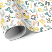 Niedliche Farbige Dinosaurier Alphabet Muster Kind Geschenkpapier (Rolleneckpunkt)