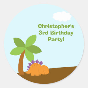 Niedliche farbige Dinosaurier Geburtstagsfeier-Auf Runder Aufkleber