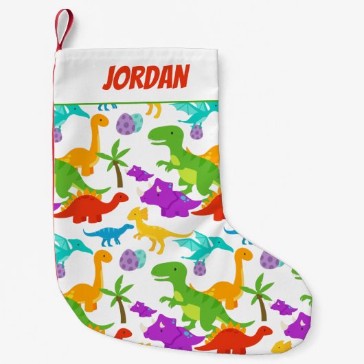 Niedliche farbige Dinosaurier grün Kleiner Weihnachtsstrumpf (Vorderseite)