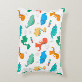 Niedliche Farbige Dinosaurier Illustriertes Muster Dekokissen (Rückseite(Vertikal))