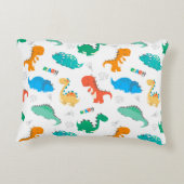 Niedliche Farbige Dinosaurier Illustriertes Muster Dekokissen (Rückseite)