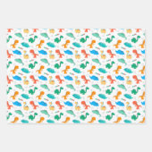 Niedliche Farbige Dinosaurier Illustriertes Muster Geschenkpapier Set (Vorderseite)