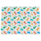 Niedliche Farbige Dinosaurier Illustriertes Muster Große Geschenktüte (Vorderseite)