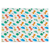 Niedliche Farbige Dinosaurier Illustriertes Muster Große Geschenktüte (Rückseite)