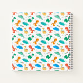 Niedliche Farbige Dinosaurier Illustriertes Muster Notizblock (Rückseite)