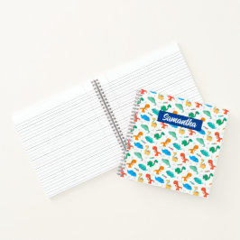 Niedliche Farbige Dinosaurier Illustriertes Muster Notizblock