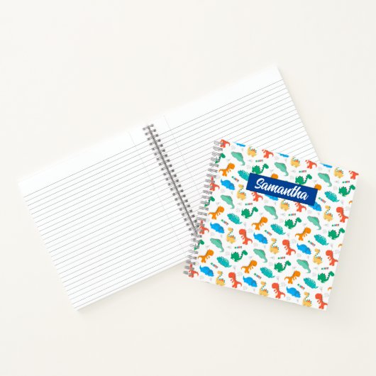 Niedliche Farbige Dinosaurier Illustriertes Muster Notizblock (Innenseite)