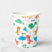 Niedliche Farbige Dinosaurier Illustriertes Muster Pappbecher (Rechts)