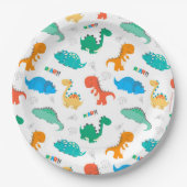 Niedliche Farbige Dinosaurier Illustriertes Muster Pappteller (Vorderseite)