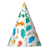 Niedliche Farbige Dinosaurier Illustriertes Muster Partyhütchen (Rückseite)