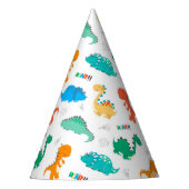 Niedliche Farbige Dinosaurier Illustriertes Muster Partyhütchen (Vorderseite)