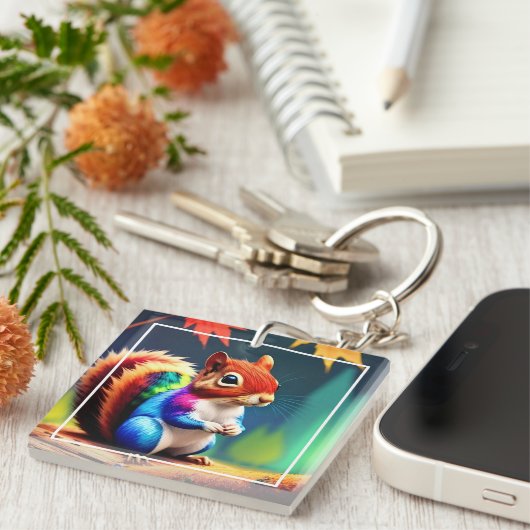 Niedliche, farbige Eichhörnchenmalerei Schlüsselanhänger (Vorderseite rechts)