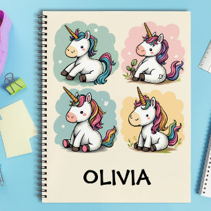 Niedliche Farbige Einhorn Doodles Kleinkind T - Sh Notizblock