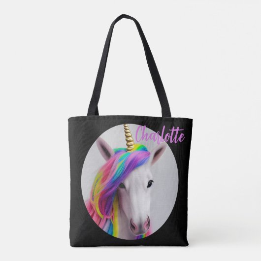 Niedliche Farbige Einhorn Girl Tasche (Rückseite)