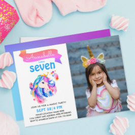 Niedliche Farbige Einhornbahn Regenbogen Wasserfar Einladung