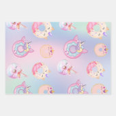 Niedliche farbige Einhornpastellblume Regenbogen D Geschenkpapier Set (Vorderseite 3)