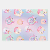 Niedliche farbige Einhornpastellblume Regenbogen D Geschenkpapier Set (Vorderseite)