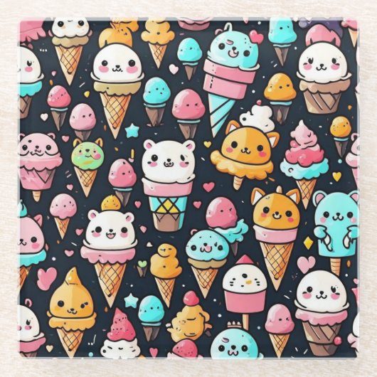 Niedliche, farbige Eistöcken Glasuntersetzer (Vorderseite)