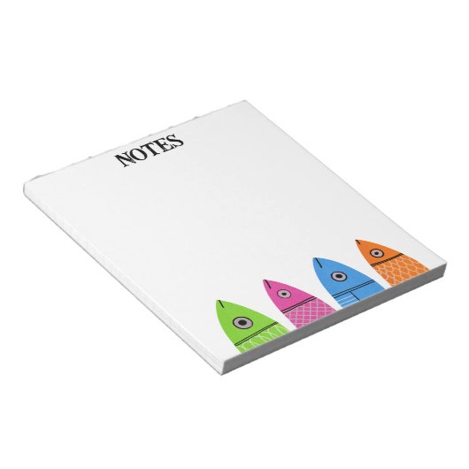 Niedliche Farbige Fische Notepad Notizblock (angewinkelt)