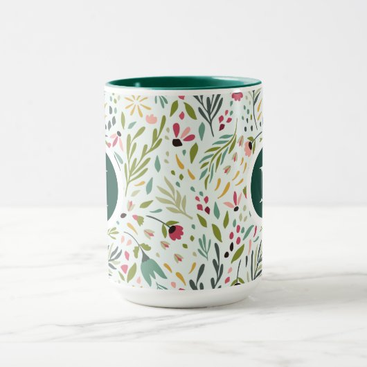 Niedliche farbige Föten und Blume Monogramm Tasse (Zentrum)