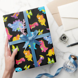 Niedliche Farbige Funny Unisex Black Baby Dinosaur Geschenkpapier