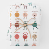 Niedliche farbige Gefühle Emotionen Factsheet Geschenkpapier Set (Beispiel)