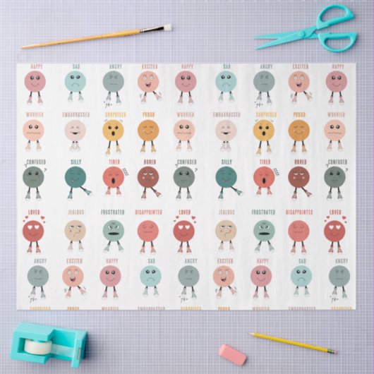 Niedliche farbige Gefühle Emotionen Factsheet Seidenpapier (Basteln)