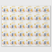 Niedliche Farbige Gelbe Party Monster Kindergeburt Geschenkpapier (Flach)