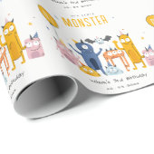 Niedliche Farbige Gelbe Party Monster Kindergeburt Geschenkpapier (Rolleneckpunkt)