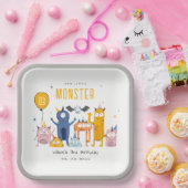 Niedliche Farbige Gelbe Party Monster Kindergeburt Pappteller (Party)