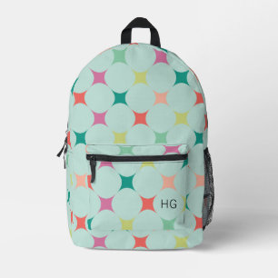 Niedliche farbige hellblaue Monogramm-Initialen Bedruckter Rucksack