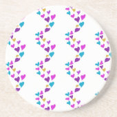 Niedliche Farbige Herzen Rosa Blau Lila Gelb Getränkeuntersetzer (Vorne)