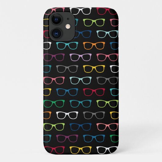 Niedliche Farbige Hipster Brille Schwarzes Muster Case-Mate iPhone Hülle (Rückseite)