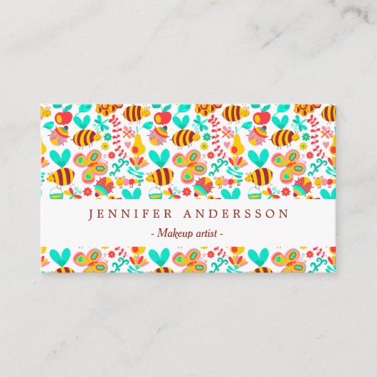 Niedliche farbige Insektenmuster Visitenkarte (Vorderseite)