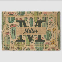 Niedliche farbige Kaktus-Pflanze mit Monogramm-Nam