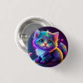 Niedliche Farbige Katze Digitales Kunstwerk-79827 Button (Vorne & Hinten)