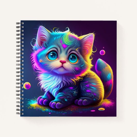 Niedliche Farbige Katze Digitales Kunstwerk-79827 Notizblock (Vorderseite)